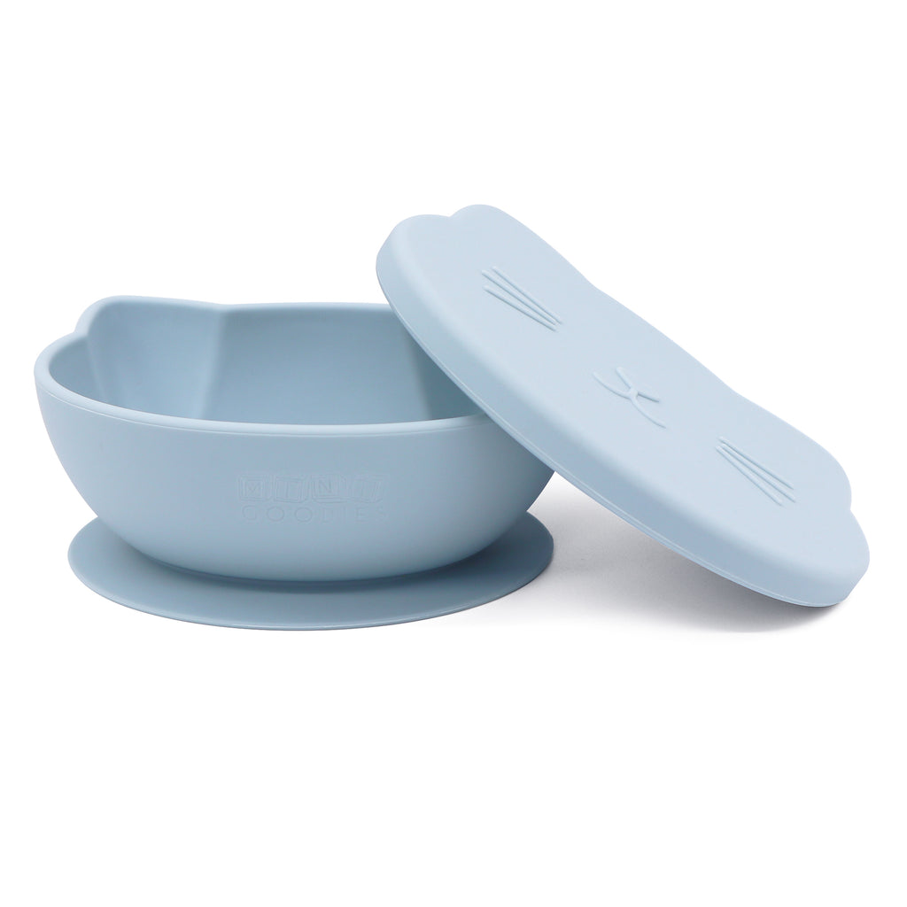 Kattenvormige siliconen kom voor kinderen. BPA-vrij, met zuignap en deksel.