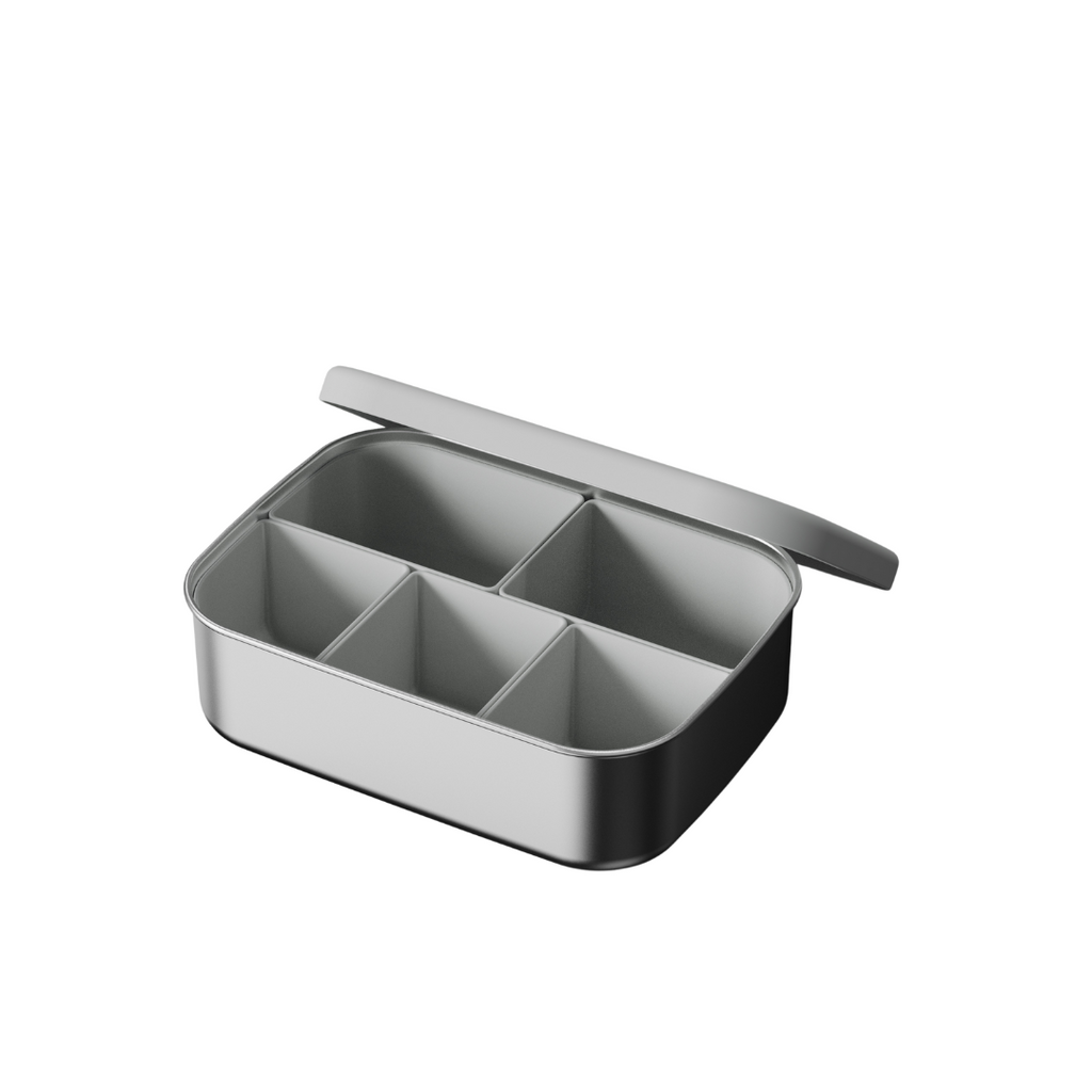 RVS lunchbox voor schoolgaande kinderen en volwassenen met uitneembare vakjes. BPA vrij en duurzaam