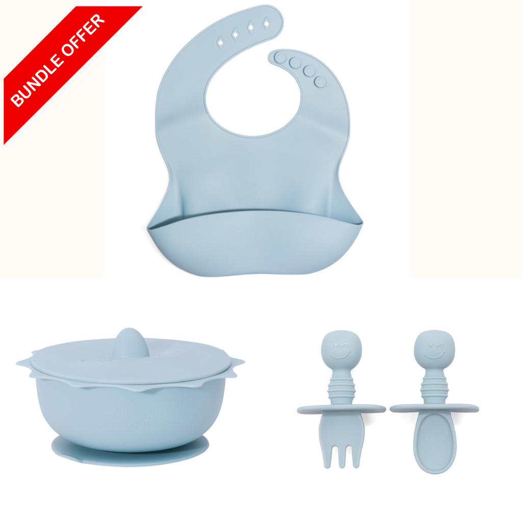 Praktische siliconen eetset met zuignap kom en ergonomisch baby oefenbestek – ideaal voorde eerste hapjes