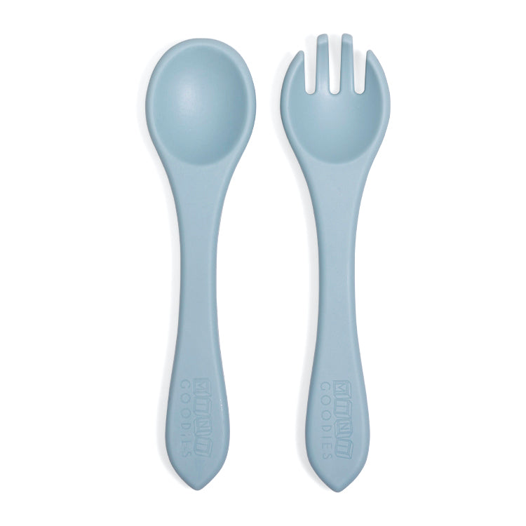 Zachte siliconen lepel en vork – ideaal voor de eerste hapjes van je kind | Mini Goodies