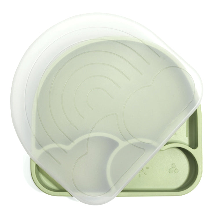 Regenboog siliconen kinderbord met zuignap – antislip babybord van Mini Goodies