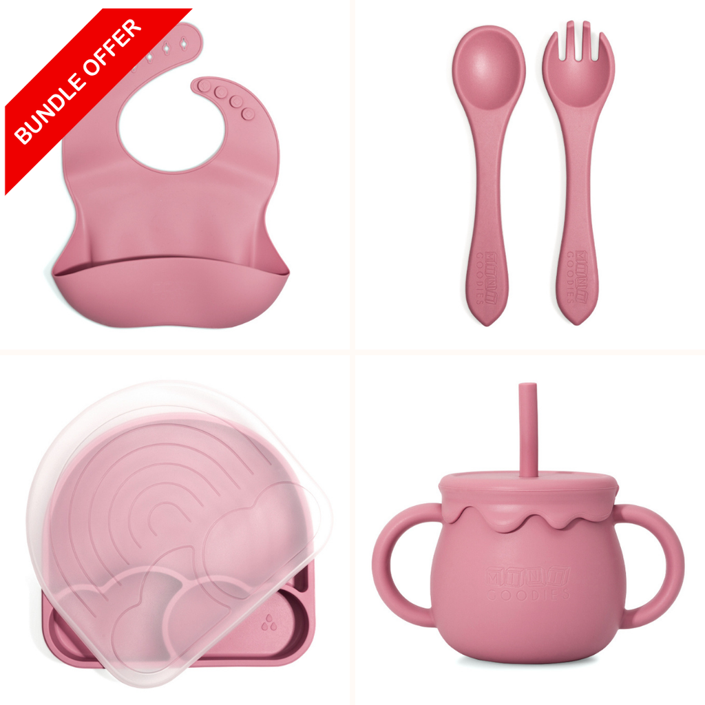 Multifunctioneel siliconen drinkbekertje, slab en zuignapbord – ideaal voor zelfstandig leren eten